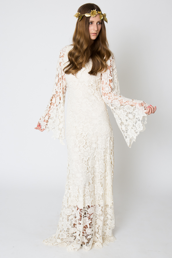 Bell Sleeve Lace Maxi Dress | Bohemian Wedding Dresses ...