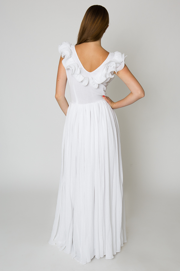 Ruffle White Maxi Dress | Cotton Wedding Dress | | Dreamers and Lovers