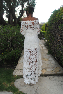 bohemia-wedding-dress-with-off-the-shoulder-neckline-and-shorter-at-front-and-longer-at-back