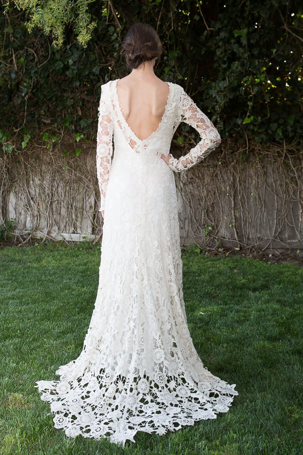 wedding dress lace long sleeve low back