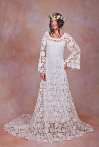 bell-sleeve-lace-crochet-wedding-dress-worn-off-shoulder