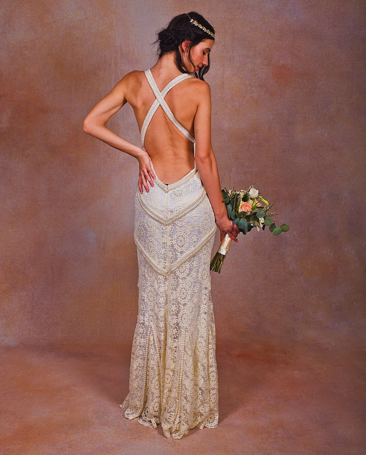 Open Back Beaded Gown Wedding Dresses Dreamers and Lovers