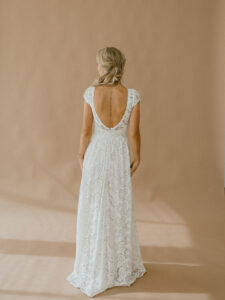 Catherine-simple-low-back-high-neck-lace-wedding-dress-with-pockets
