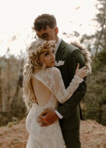 Bohemian-bride-Jade-wearing-Willow-Wedding-Dress