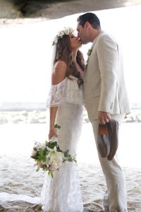bride-tiffany-wearing-lizzy-stretch-lace-off-shoulder-wedding-dress-at-her-beach-wedding