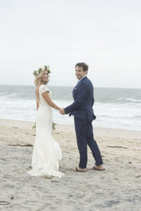 beach-wedding-inspiration-bride-wearing-ivory-fitted-comfortable-lace-dress-wth-low-back-small-train