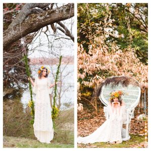 bohemian-bride-on-a-swing-wearing-a-dreamy-simple-wedding-dress