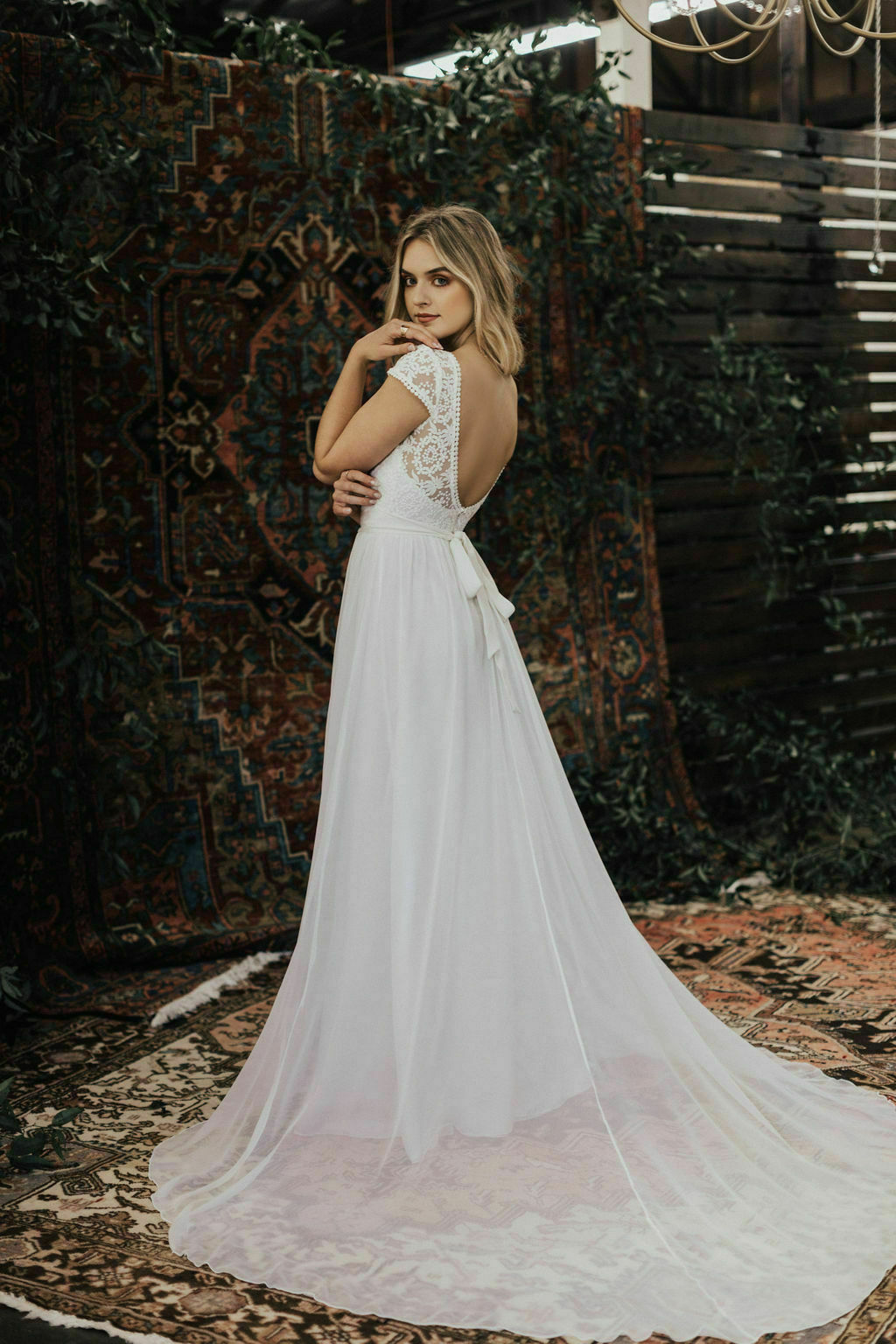 silk and lace wedding dress