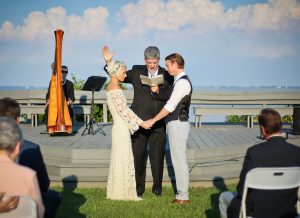 the-couple-say-their-I-dos-at-their-bohemian-diy-wedding-ceremony