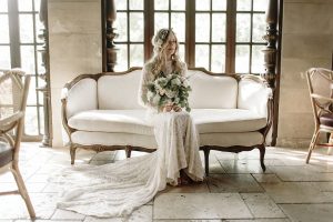 bride-Cara-wearing-vintage-style-boho-long-sleeved-lace-dress