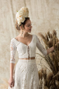 dela-boho-wedding-dress-long-sleeved-2-piece-with-fringed-hem-full-skirt