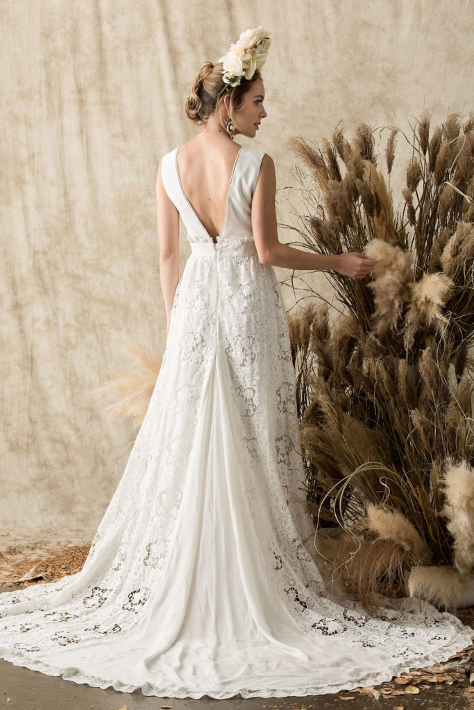 Elysia Lace and Silk Wedding Dress | Dreamers and Lovers