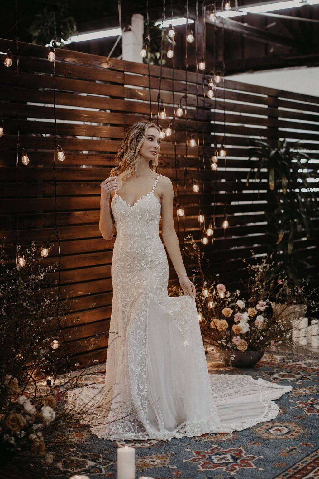 Genevieve Lace + Silk Wedding Dress Dreamers and Lovers