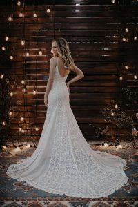 Genevieve silk and lace modern wedding dress