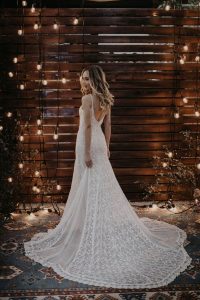 Genevieve Lace and Silk Thin Strap Flowy Wedding Dress