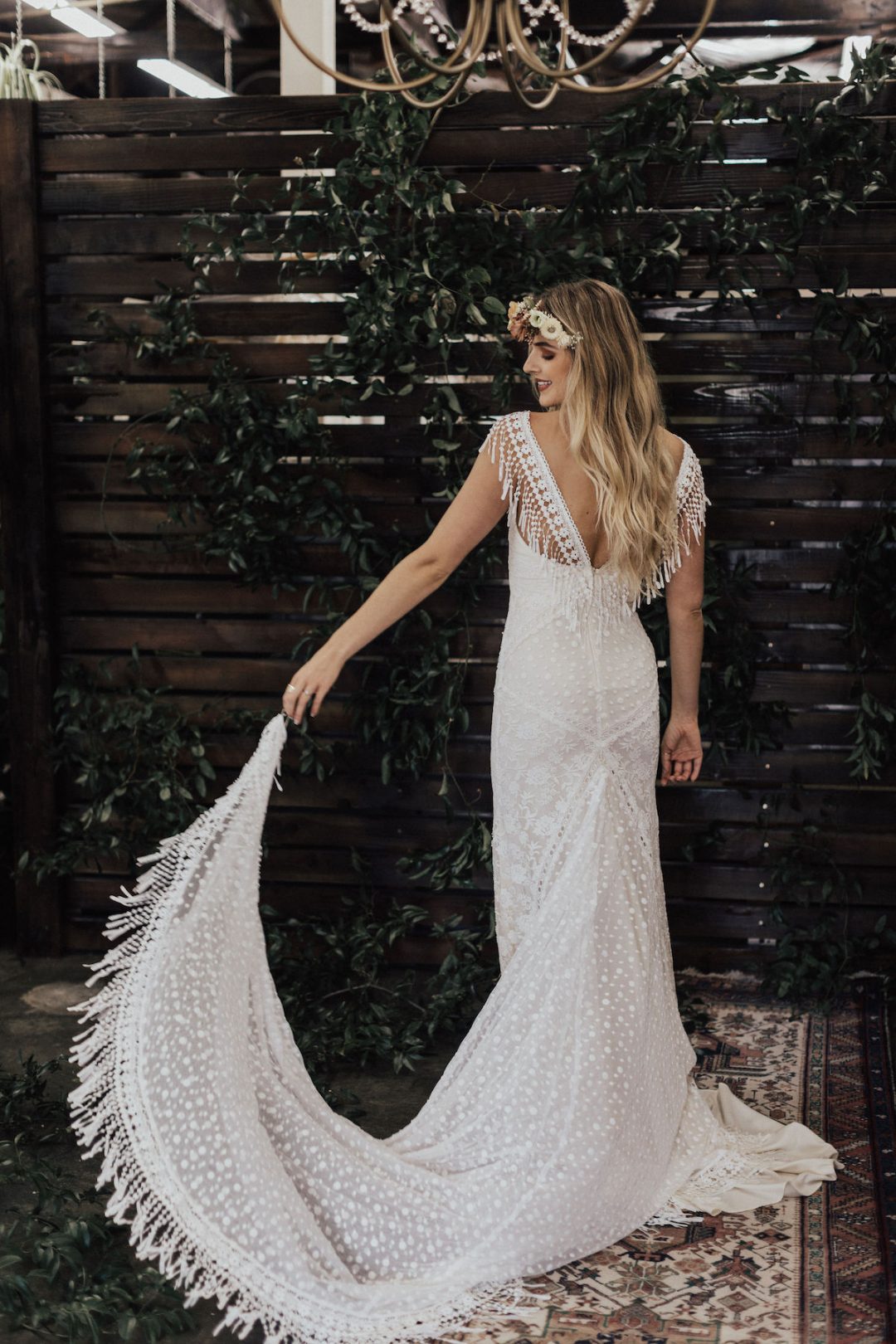 Jenny Fringe Boho Lace Wedding Dress | Dreamers and Lovers