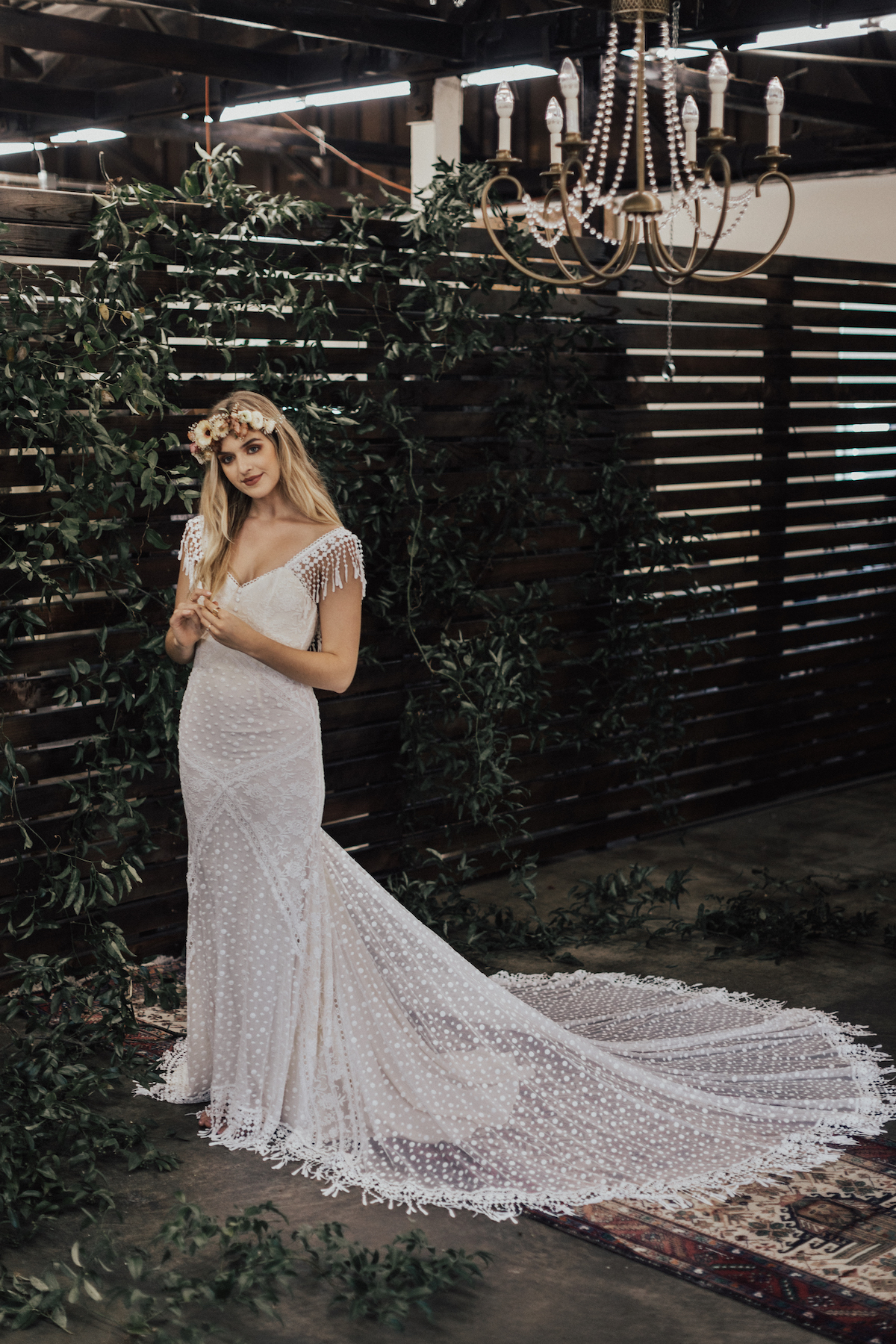 Jenny Fringe Boho  Lace Wedding  Dress  Dreamers and Lovers