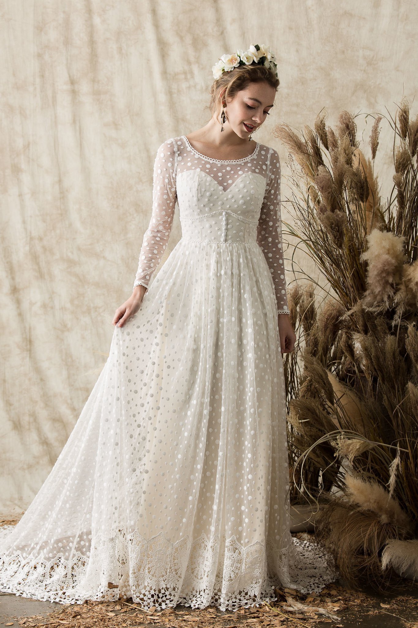 Miranda Long Sleeve  Lace Wedding  Dress  Dreamers and Lovers