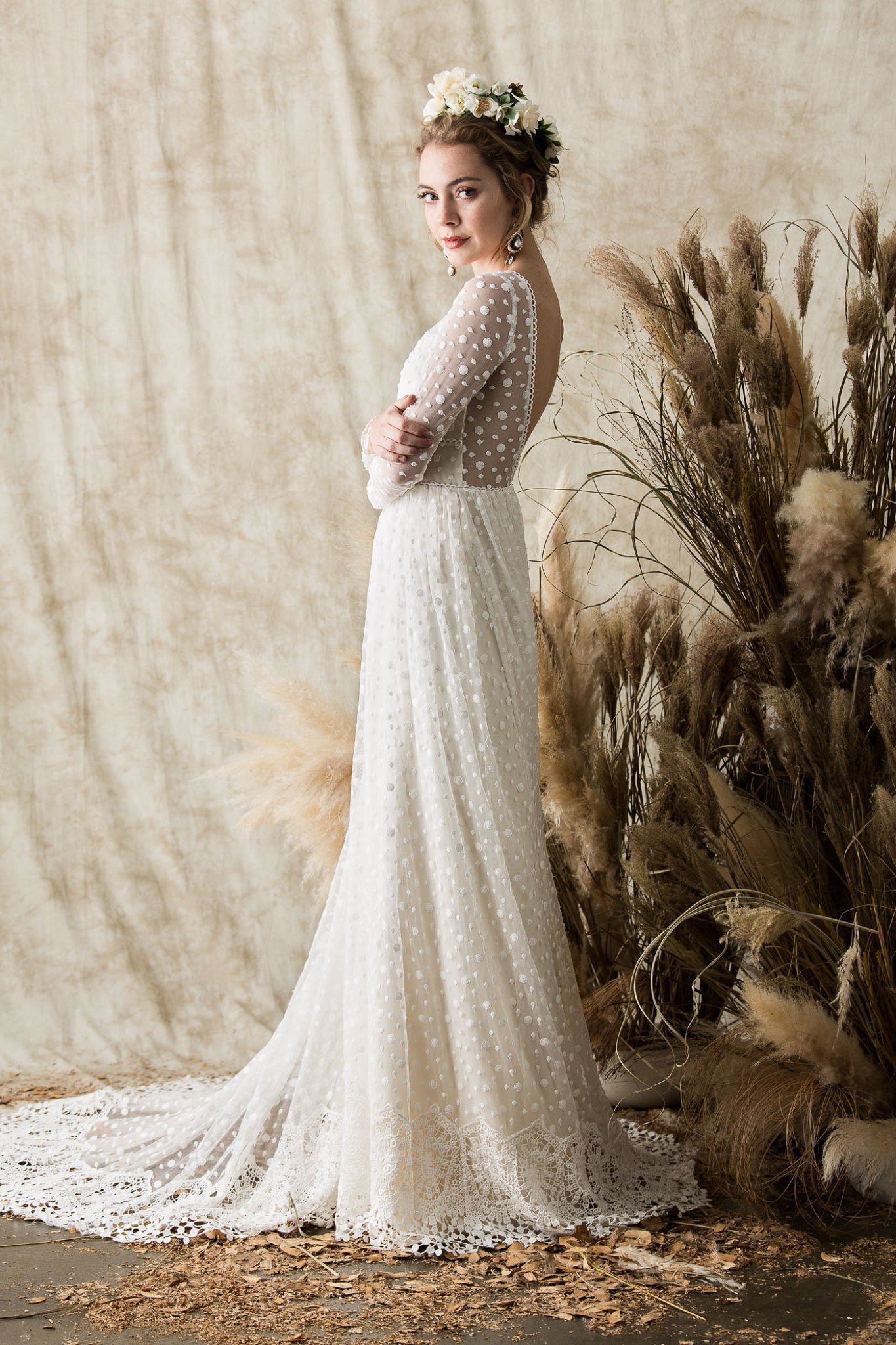 Miranda Long Sleeve Lace Wedding Dress | Dreamers and Lovers