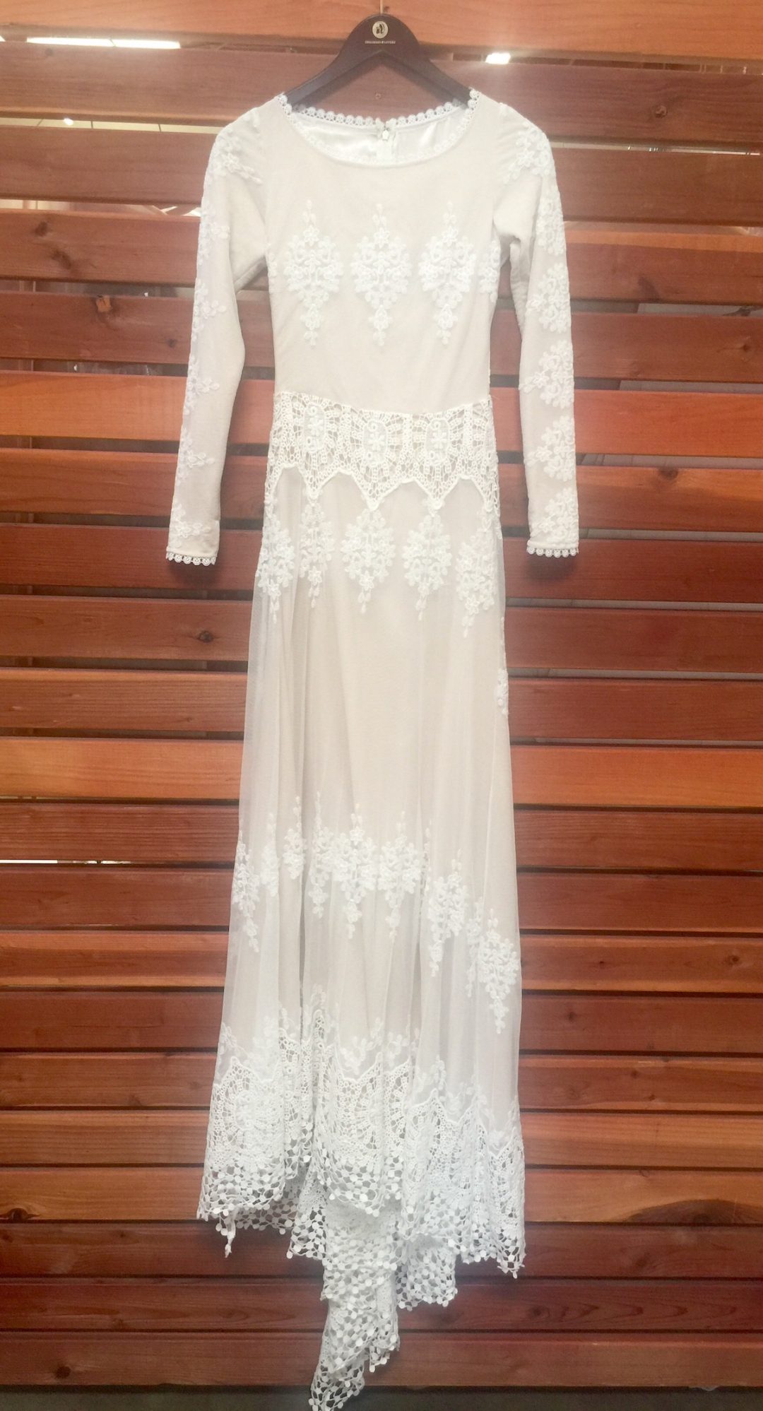 Lisa Lace Boho Modest Wedding Dress | Dreamers and Lovers