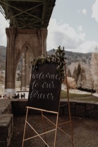 welcome-sign-cathedral-park-wedding-Portland-Oregon