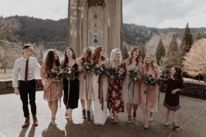 the-boho-bride-and-her-bridesmaids-at-cathedral-park-in-Portland