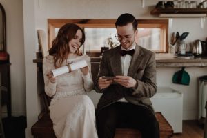 the-sharing-of-love-notes-bohemian-wedding-at-Cathedral-City-in-Portland
