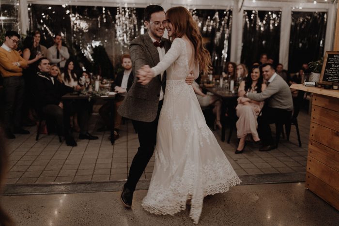 the-first-dance-bride-and-groom-at-their-Portland-intimate-wedding-reception