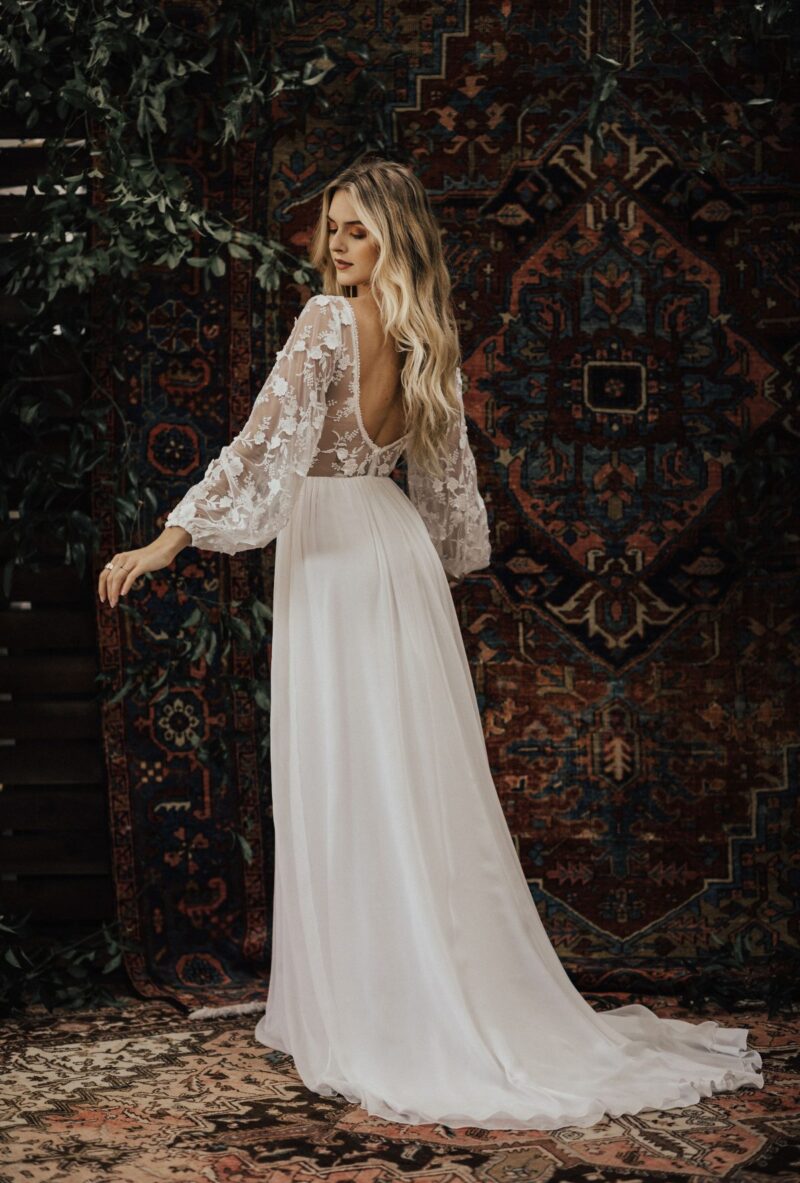 YAYA LACE AND SILK WEDDING DRESS - Cotton Lace & Silk Flowy Wedding Gown