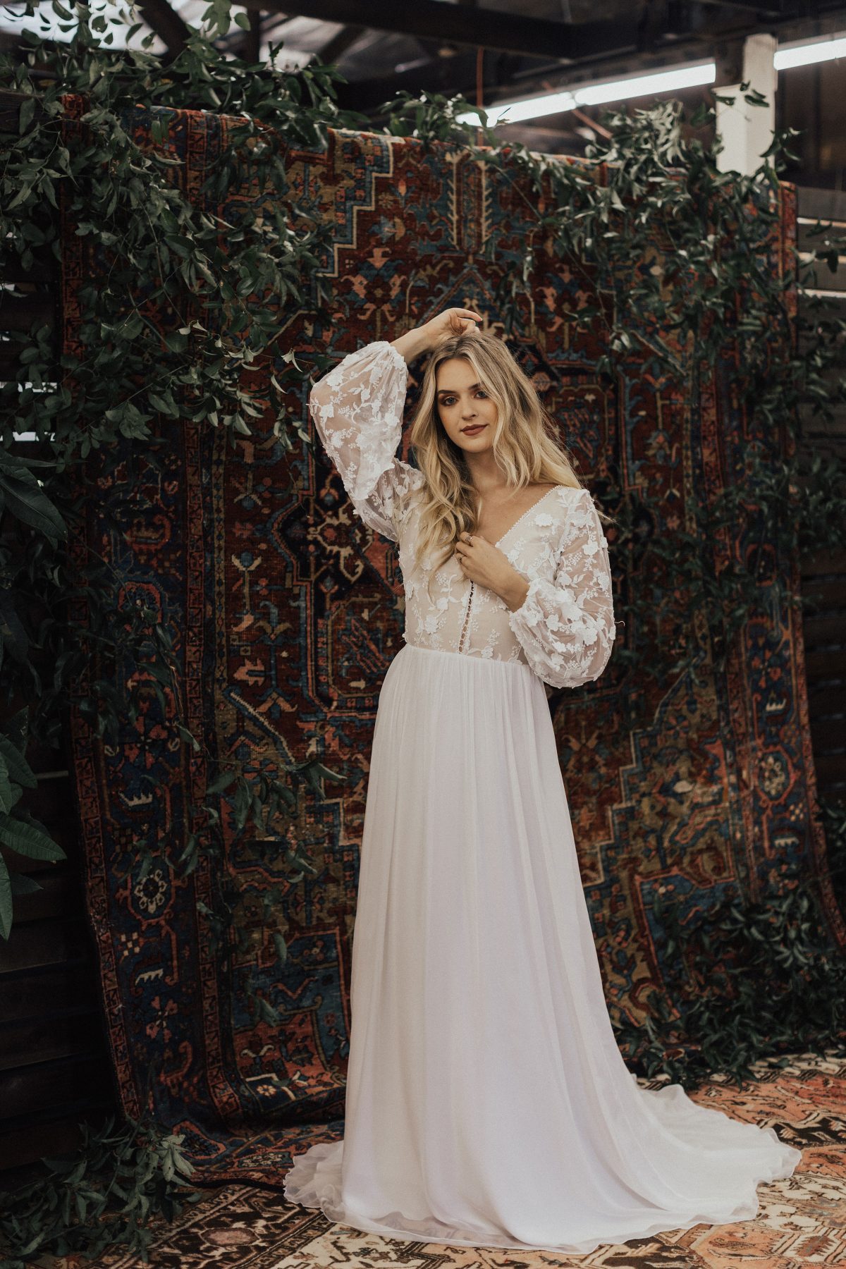 Silk and Lace Flowy Wedding Dress | Dreamers and Lovers