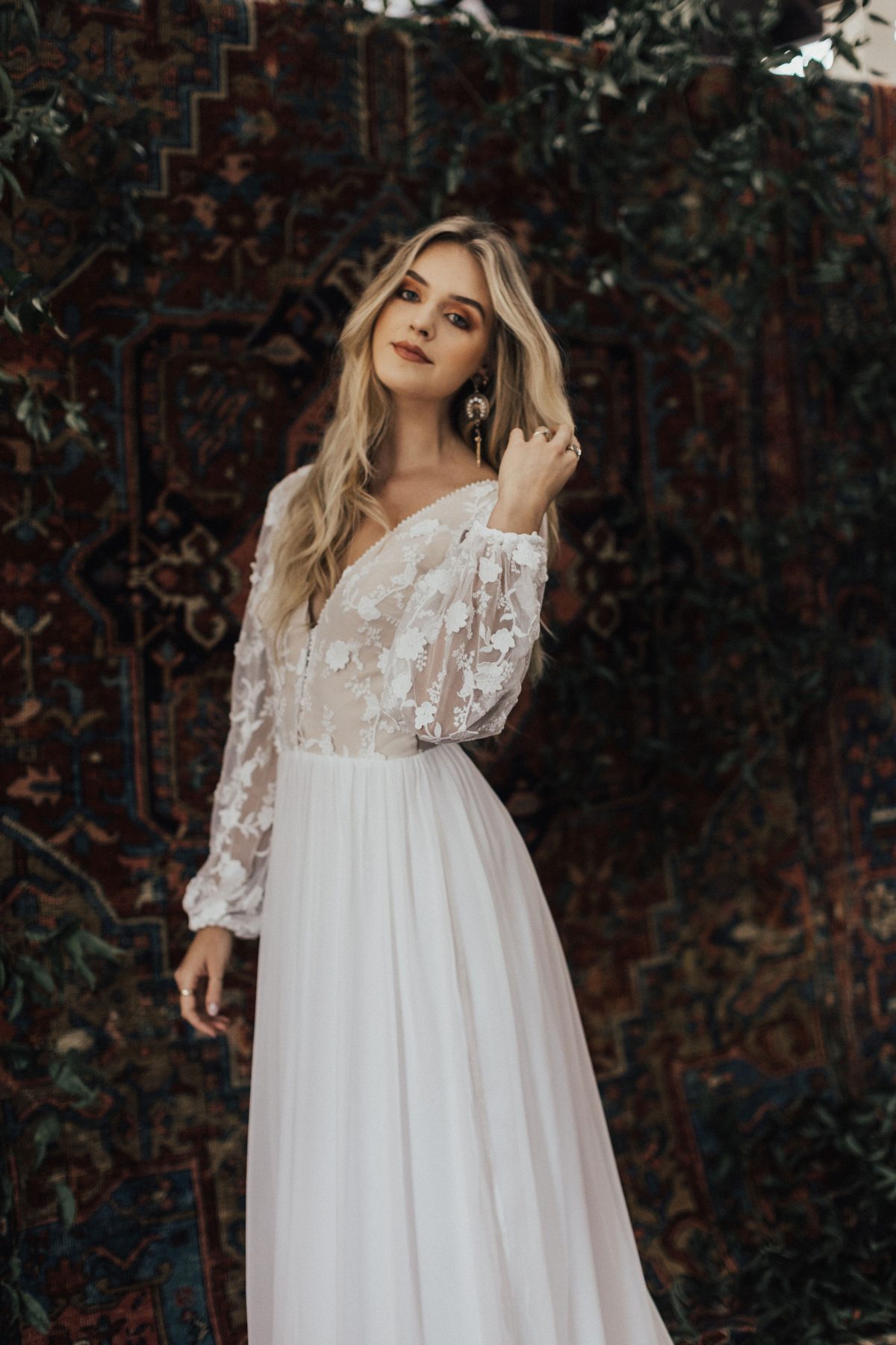 long flowy lace dress