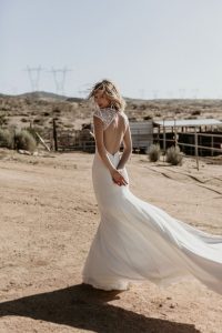 evie-crepe-and-lace-high-neck-cut-out-open-back-wedding-dress-made-in-California