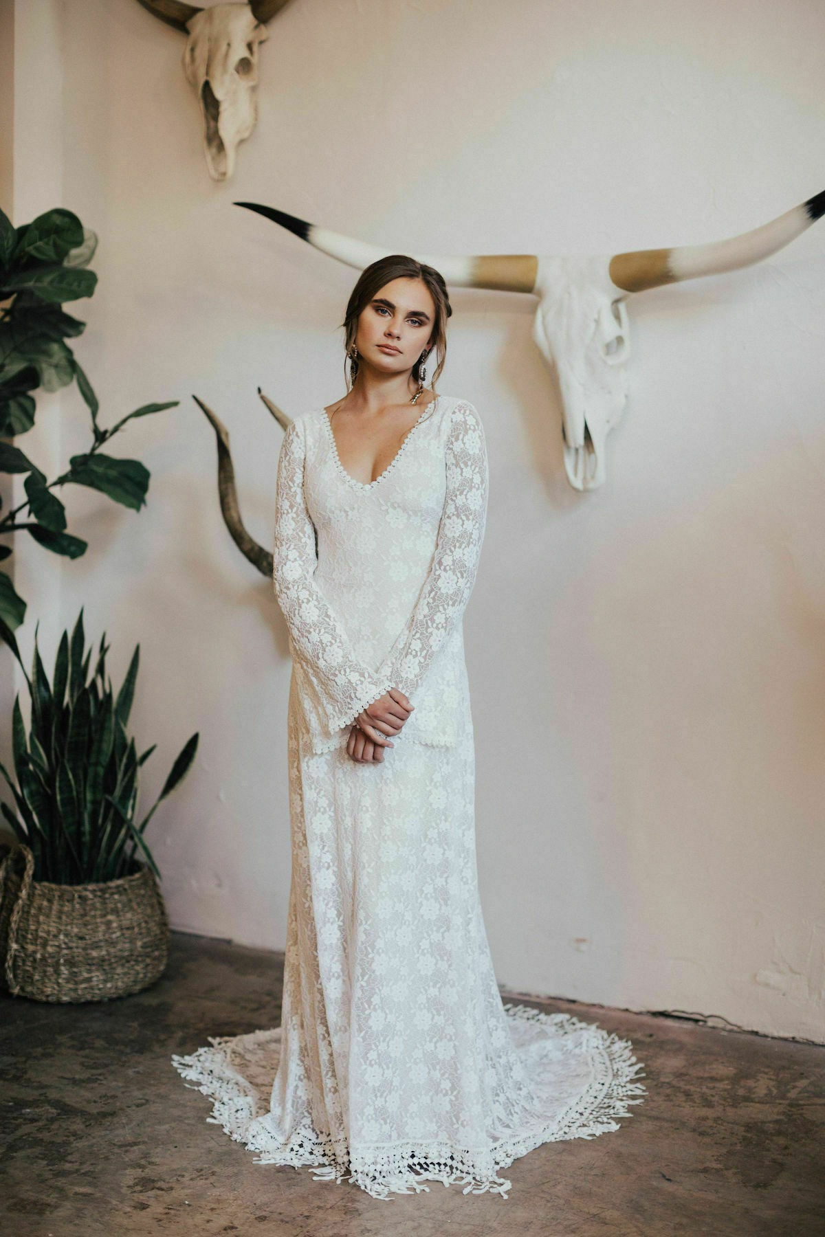 Marie Bell Sleeves Boho Wedding Dress | Dreamers and Lovers