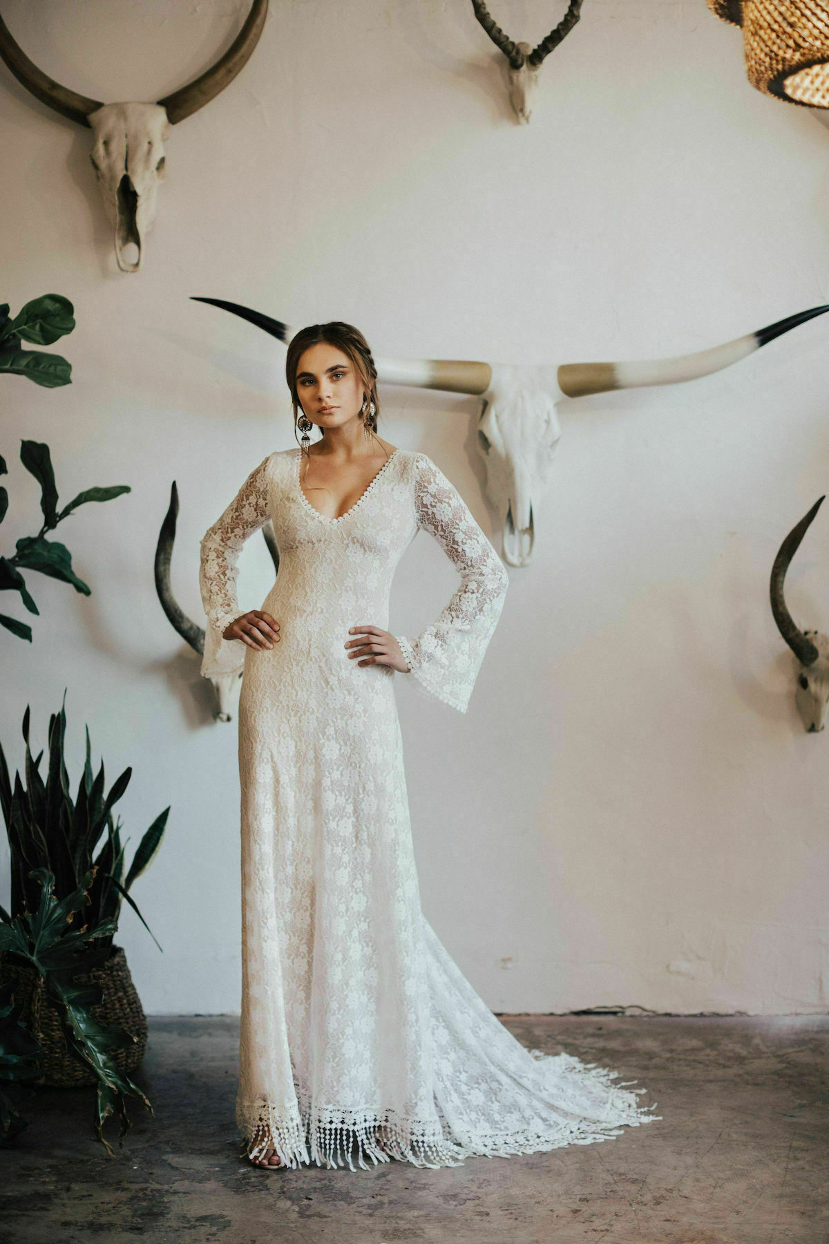 Marie Bell Sleeves Boho Wedding Dress 