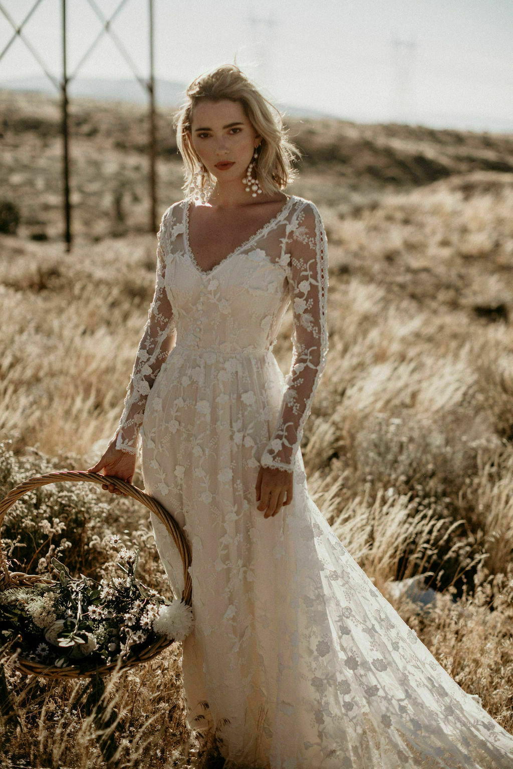 long sleeve bohemian wedding dress