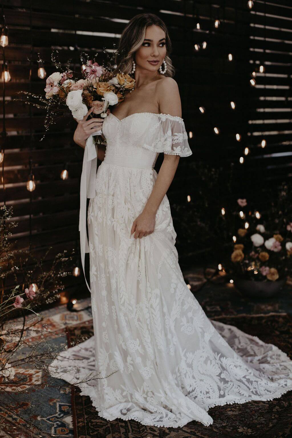 off shoulder wedding dress