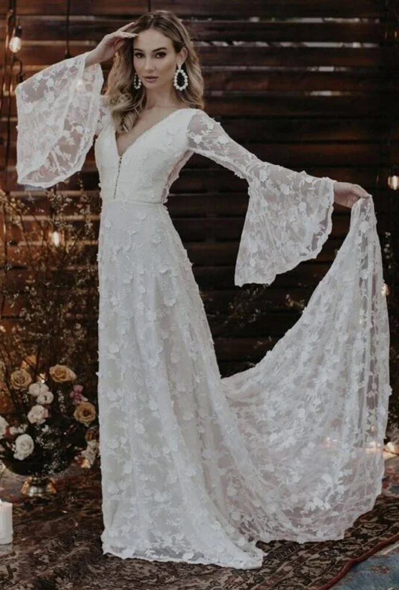 Dawn Flowy Sleeve Wedding Dress