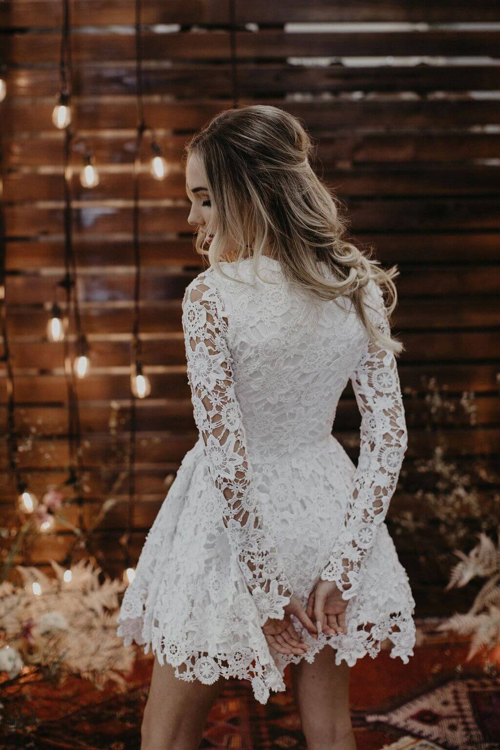 Daniela Short Lace Boho Wedding Dress