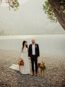 Bride-groom-and-their-dog-beach-elopement