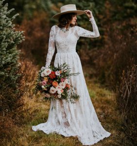 Simone Flowy Long Sleeves Lace Wedding Dress