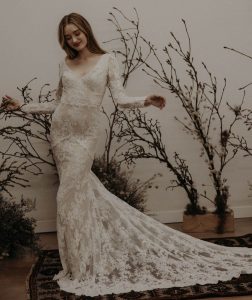 Alyssa-Lace-Wedding-Long-Sleeve-Dress-Nude-Liner