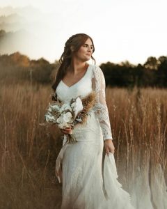 real-bride-Mckenna-wearing-violetta-backless-lace-wedding-dress