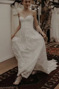 Emma-Flowy-Lace -Wedding-Dress-shown-with-Luna-shoes