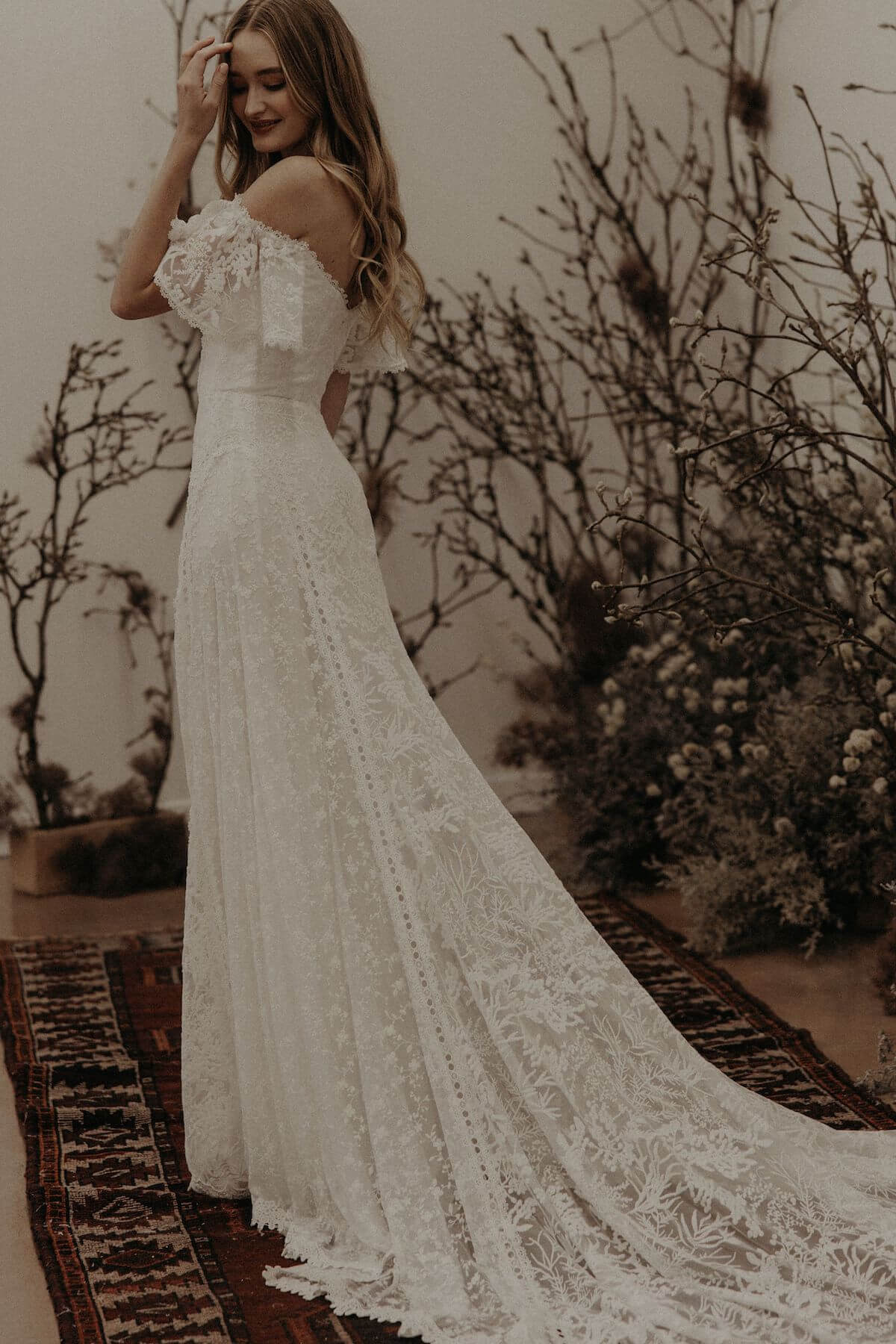 Ruth Off-Shoulder Flowy Lace Wedding Dress