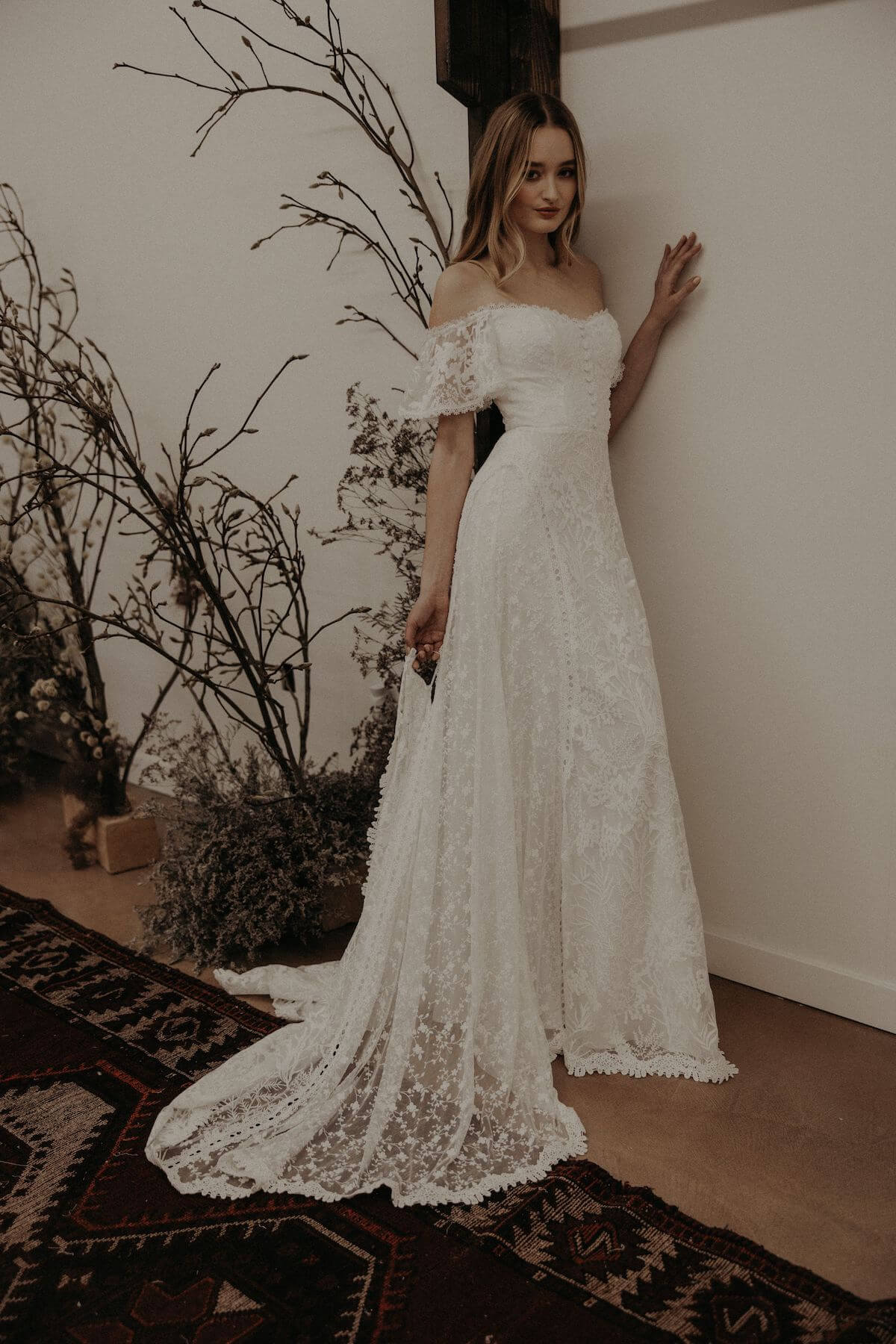 Flowy Lace Wedding Dress | Dreamers and Lovers