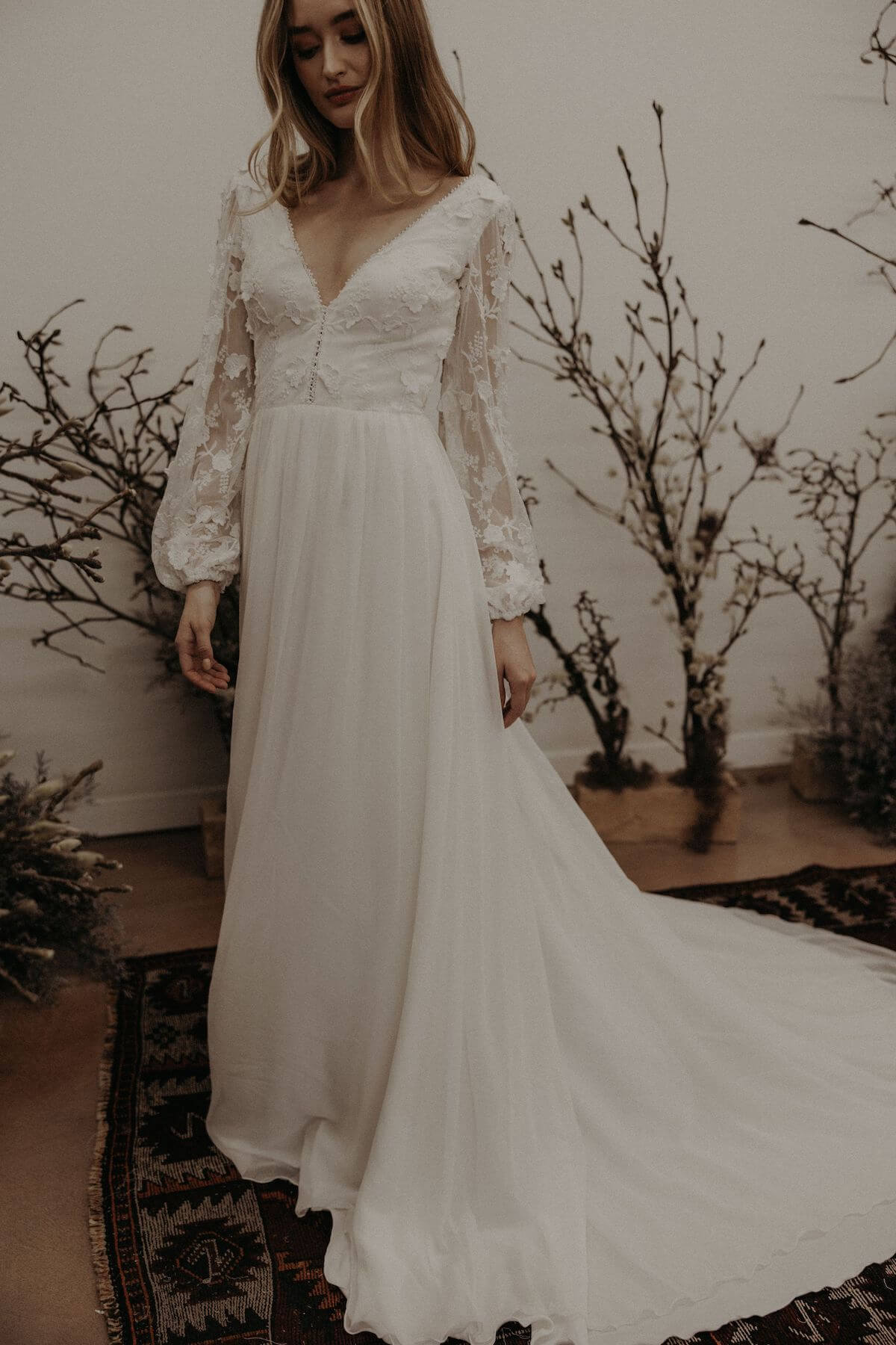 Flowing Silk Wedding Dress