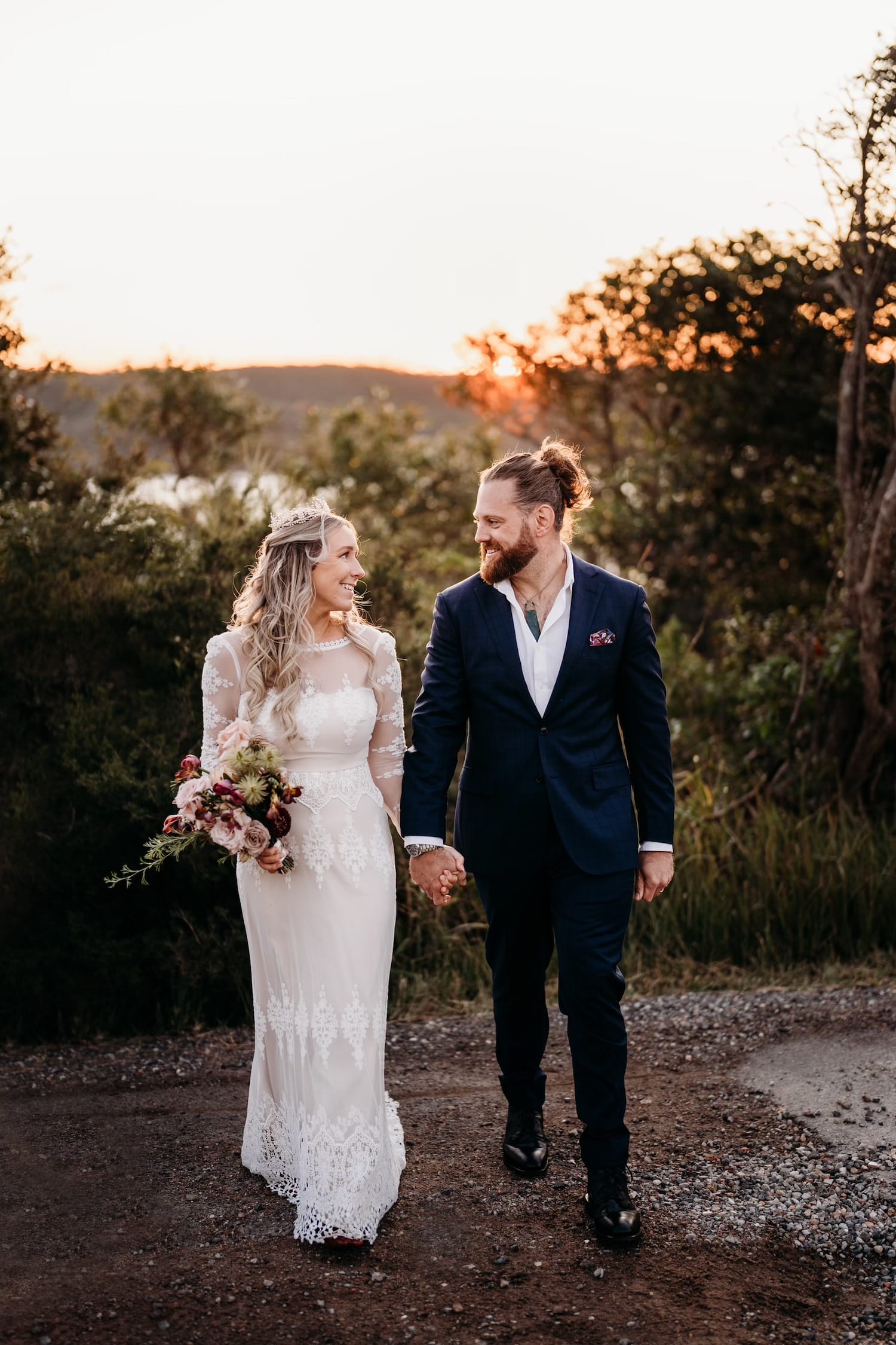 Bride-Sarah-wearing-Lisa-backless-lace-wedding-dress