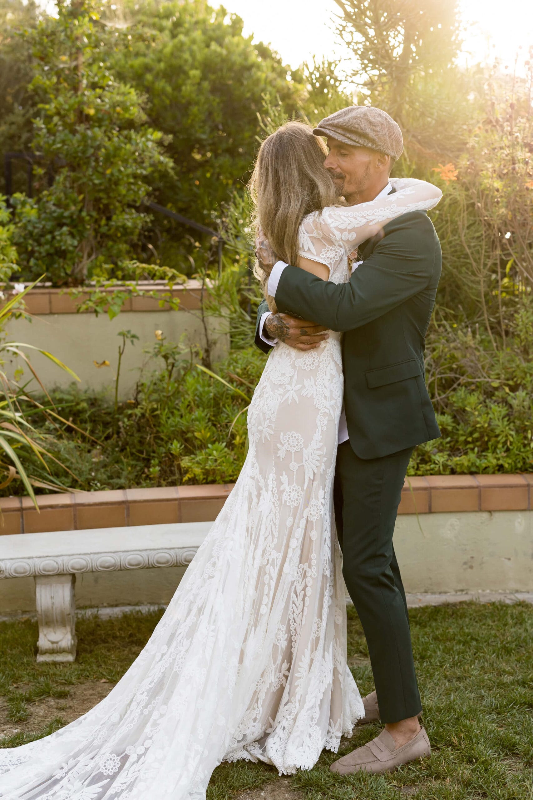 small-wedding-ideas-bride-wearing-long-sleeve-lace-wedding-dress