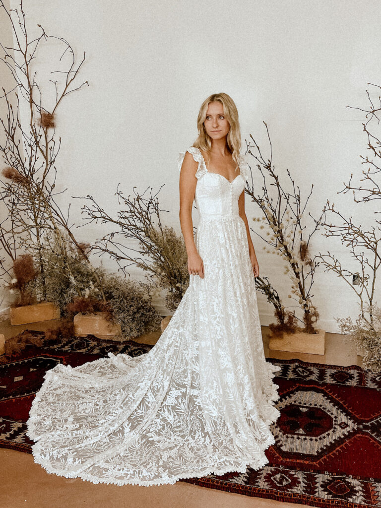 Emma Lace Fit and Flare Wedding Dress | Dreamers and Lovers