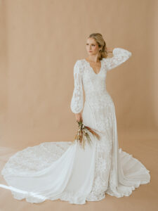 Jasmine-poet-long-sleeve-lace-with-crepe-elegant-romantic-bridal-gown